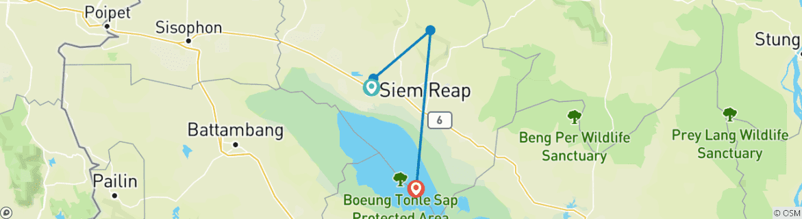 Image d'une carte montrant l'itinéraire du circuit