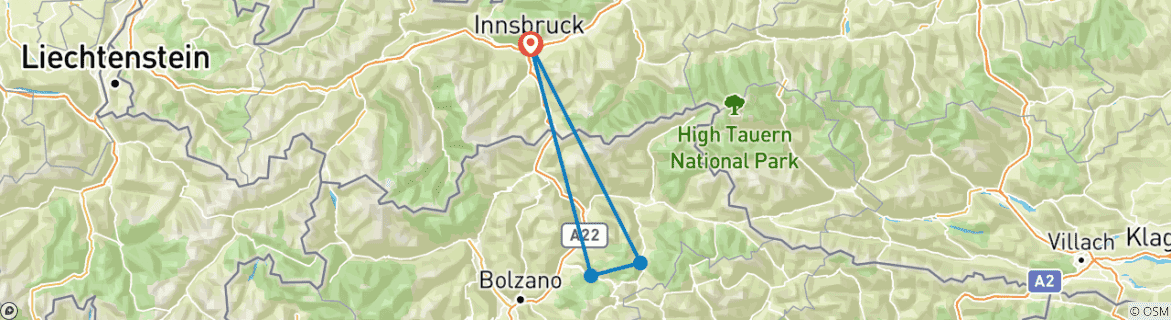 Image d'une carte montrant l'itinéraire du circuit
