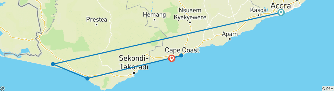 Image d'une carte montrant l'itinéraire du circuit