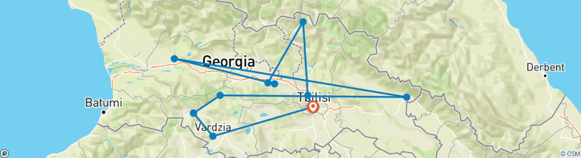 Image d'une carte montrant l'itinéraire du circuit