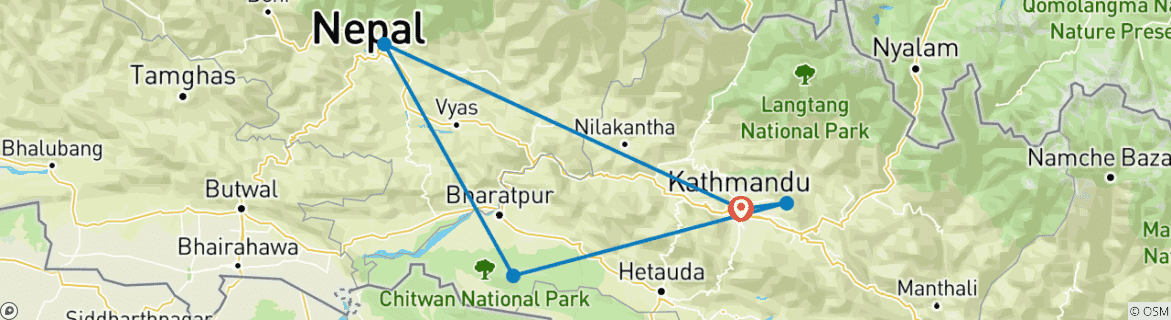 Image d'une carte montrant l'itinéraire du circuit