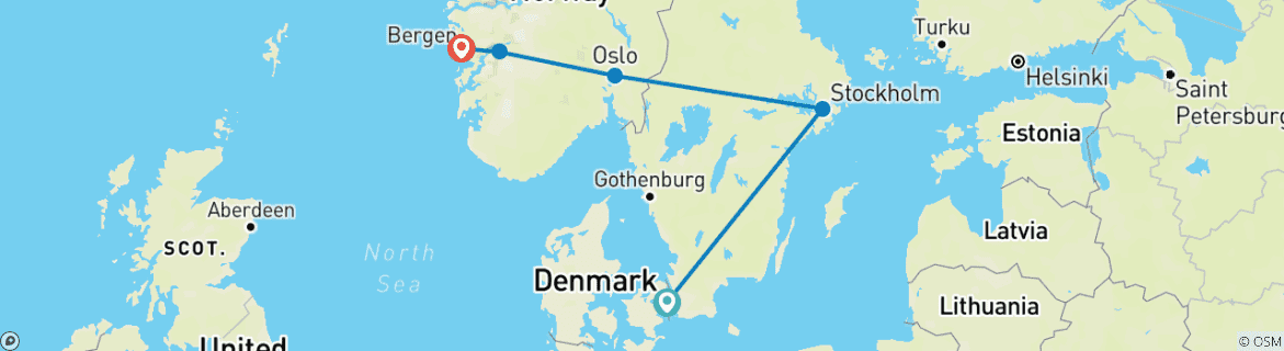 Image d'une carte montrant l'itinéraire du circuit