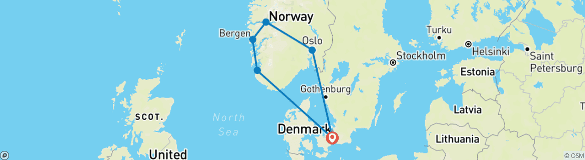 Image d'une carte montrant l'itinéraire du circuit