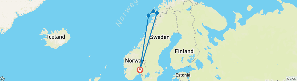 Carte du circuit Soleil de minuit dans les îles Lofoten - 7 jours