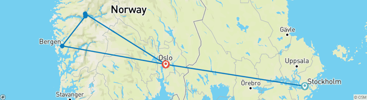 Image d'une carte montrant l'itinéraire du circuit