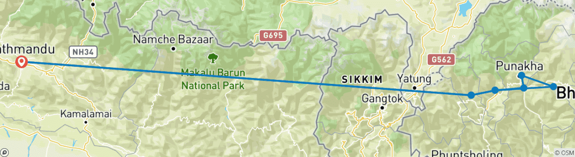 Image d'une carte montrant l'itinéraire du circuit