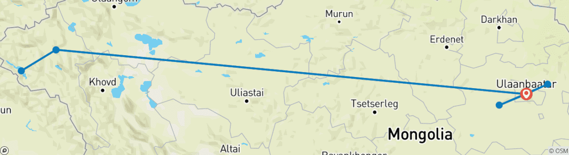 Image d'une carte montrant l'itinéraire du circuit