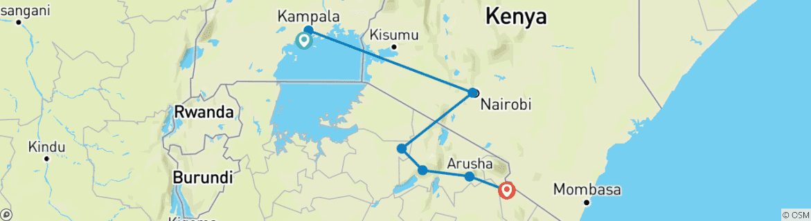 Image d'une carte montrant l'itinéraire du circuit