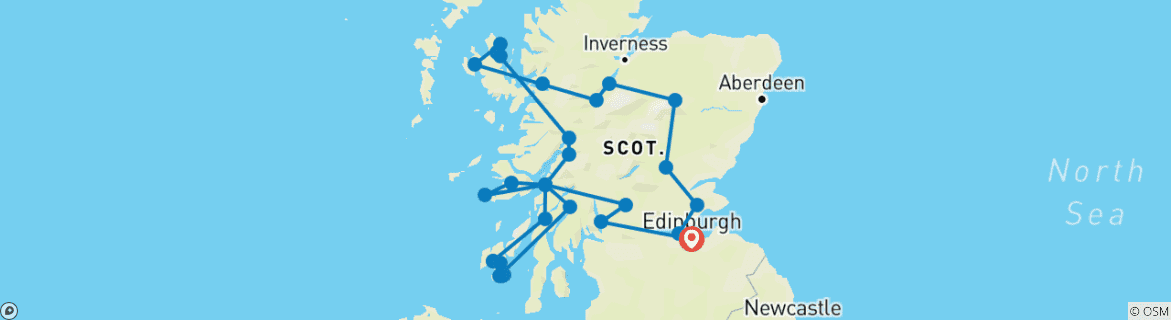 Image d'une carte montrant l'itinéraire du circuit