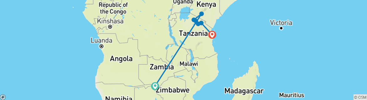 Image d'une carte montrant l'itinéraire du circuit