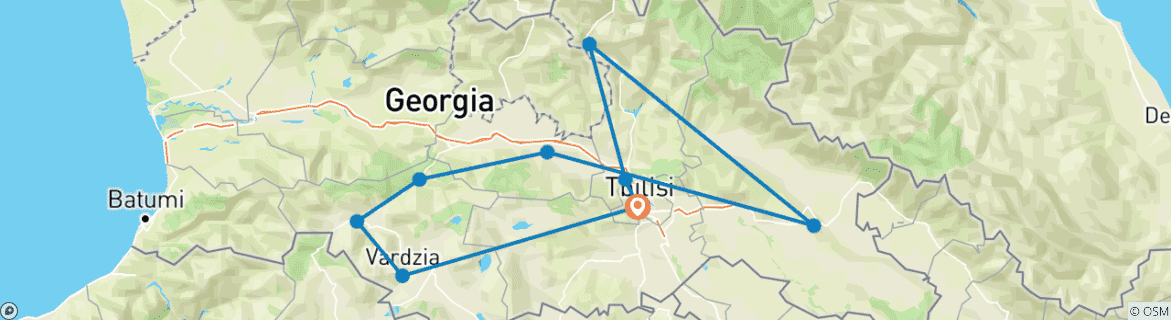 Image d'une carte montrant l'itinéraire du circuit