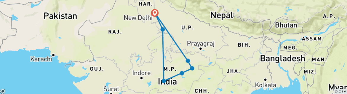 Image d'une carte montrant l'itinéraire du circuit