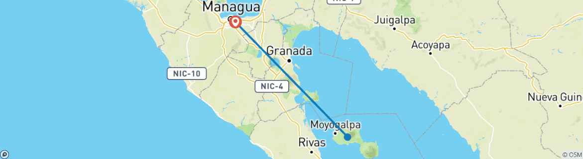 Foto van een kaart met de route van de rondreis