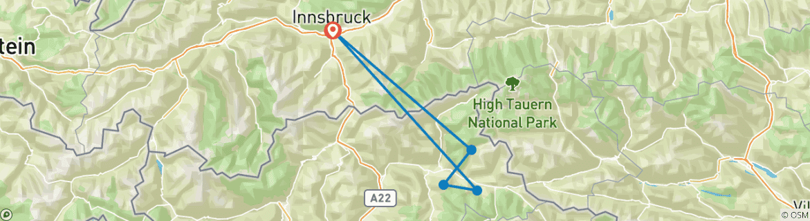 Image d'une carte montrant l'itinéraire du circuit