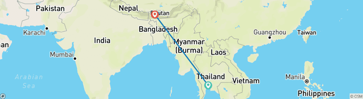 Image d'une carte montrant l'itinéraire du circuit