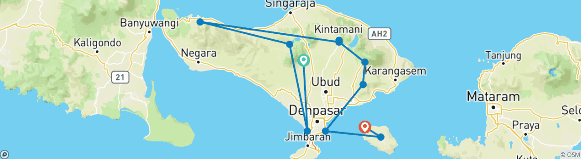 Karte mit der Reiseroute