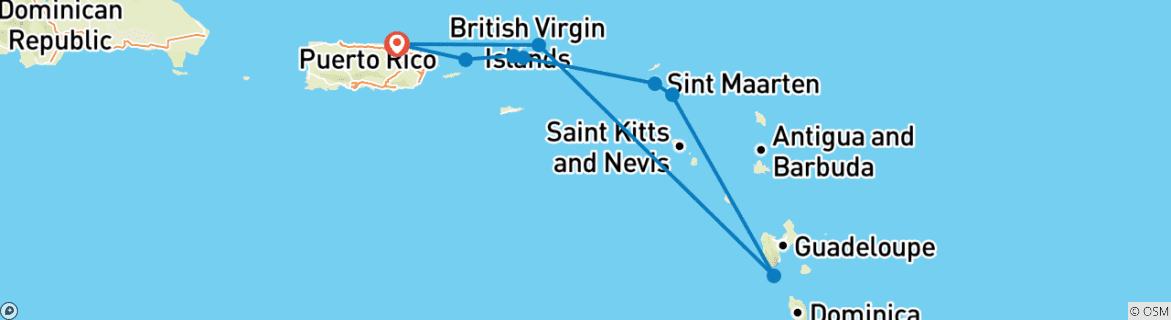 Image d'une carte montrant l'itinéraire du circuit