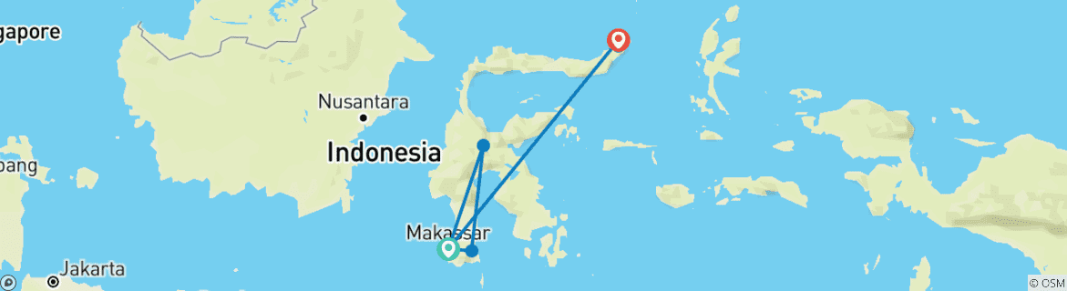 Karte mit der Reiseroute