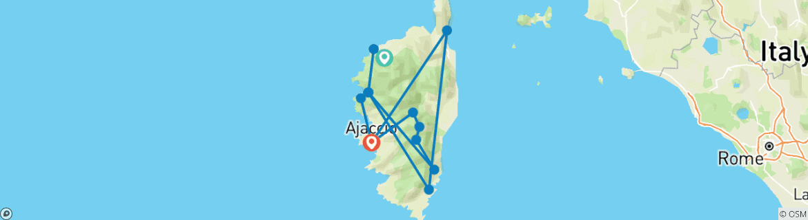 Carte du circuit Corse - Le GR20 complet (8 jours)