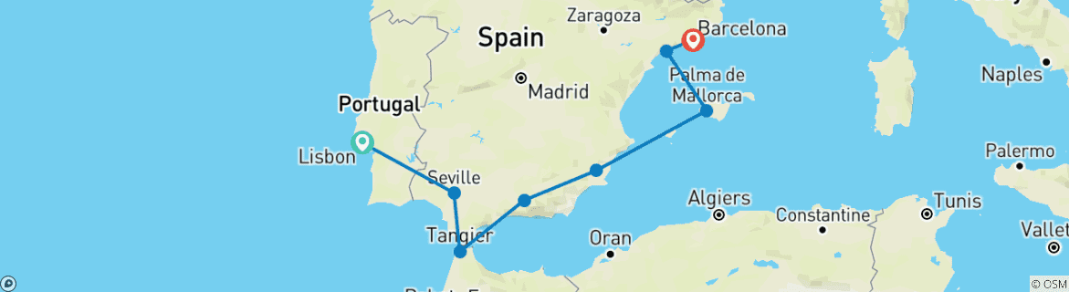 Foto van een kaart met de route van de rondreis