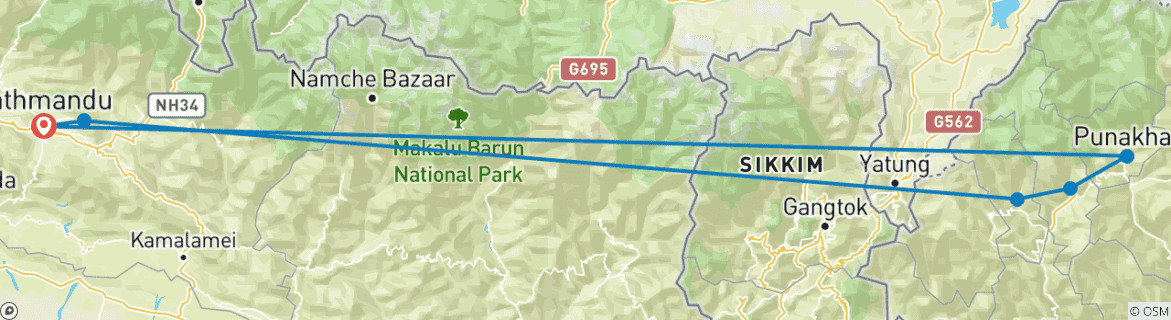 Image d'une carte montrant l'itinéraire du circuit