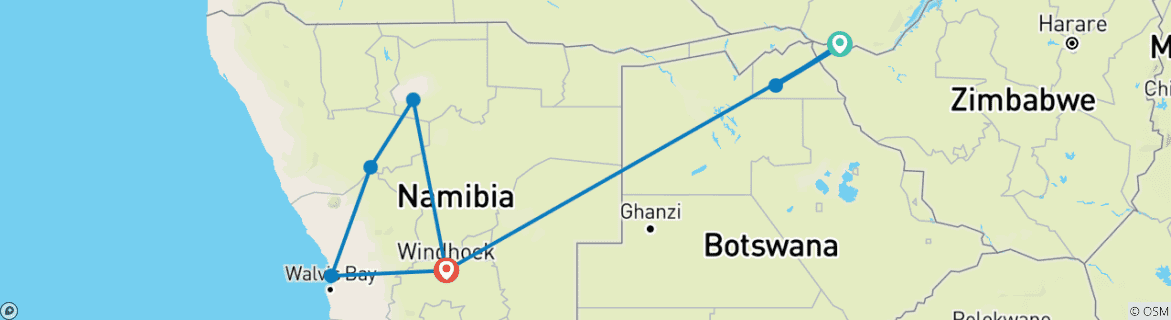Image d'une carte montrant l'itinéraire du circuit