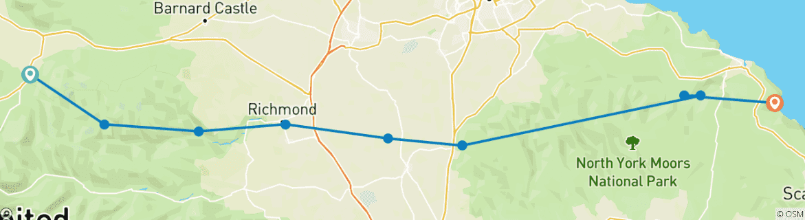 Image d'une carte montrant l'itinéraire du circuit