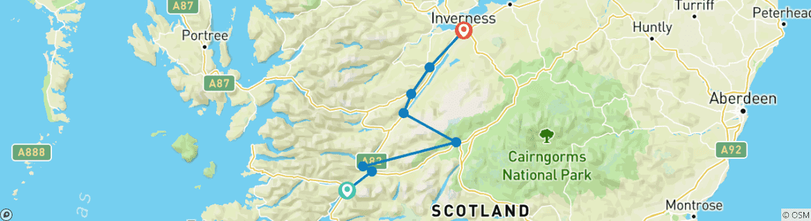 Image d'une carte montrant l'itinéraire du circuit
