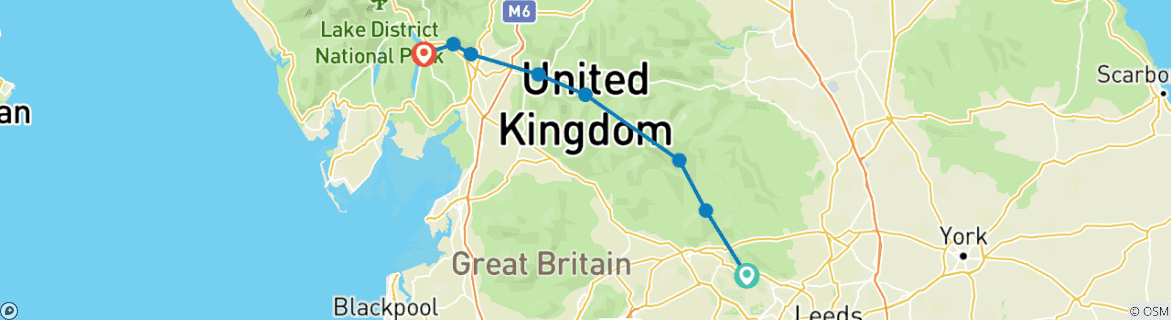 Map of Wandern auf dem Dales Way (von Ilkley nach Bowness on Windermere) (10 Tage)