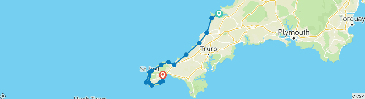 Map of Randonnée sur le South West Coast Path (de Padstow à Penzance) (13 jours)