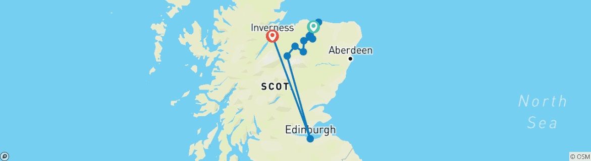 Image d'une carte montrant l'itinéraire du circuit