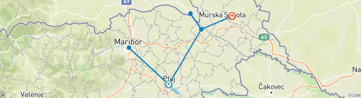 Karte mit der Reiseroute