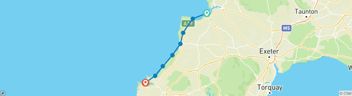 Map of Wandern auf dem South West Coastal Path (Westward Ho! bis Padstow) (10 Tage)