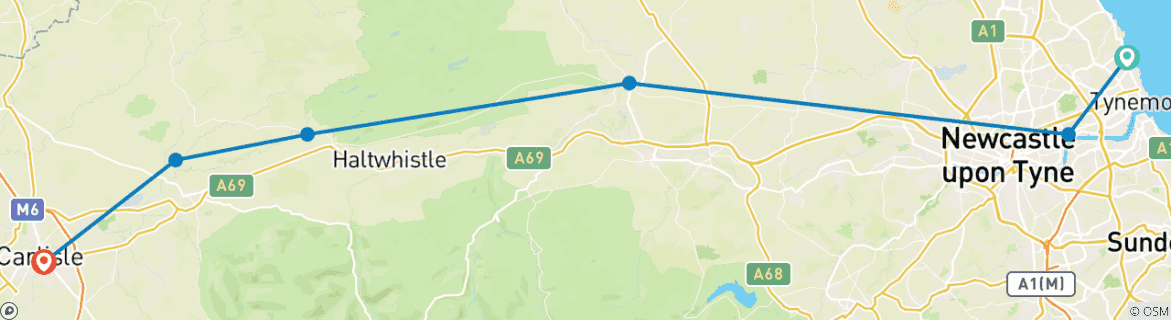 Map of Hadrianswall – von Ost nach West - Wallsend bis Bowness-on-Solway (10 Tage) (10 Tage)