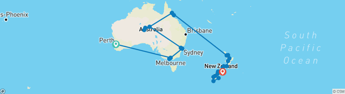 Image d'une carte montrant l'itinéraire du circuit