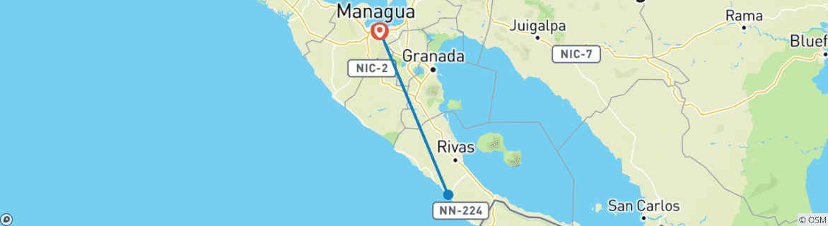 Foto van een kaart met de route van de rondreis