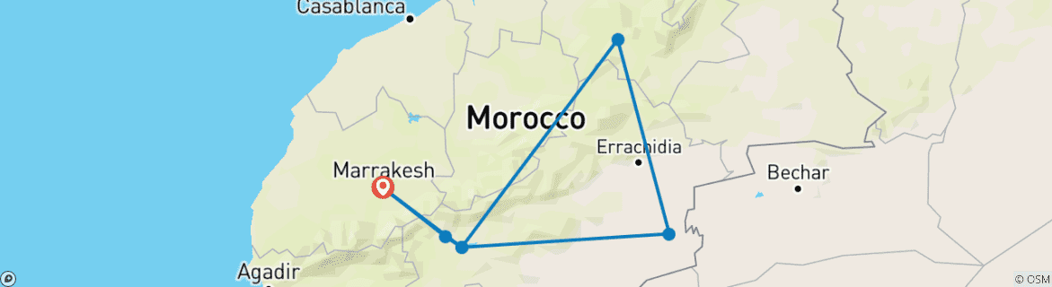 Foto van een kaart met de route van de rondreis