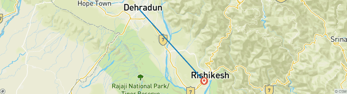 Image d'une carte montrant l'itinéraire du circuit