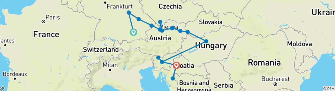 Karte mit der Reiseroute