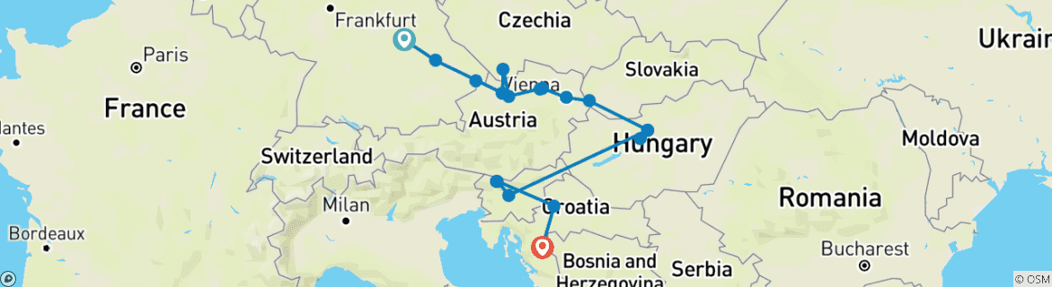Image d'une carte montrant l'itinéraire du circuit