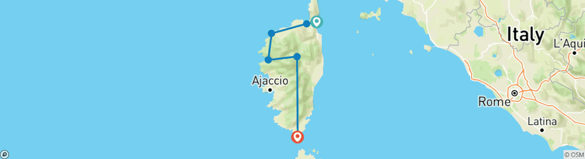 Carte du circuit Corse - Challenge GT20 à vélo de route (8 jours)