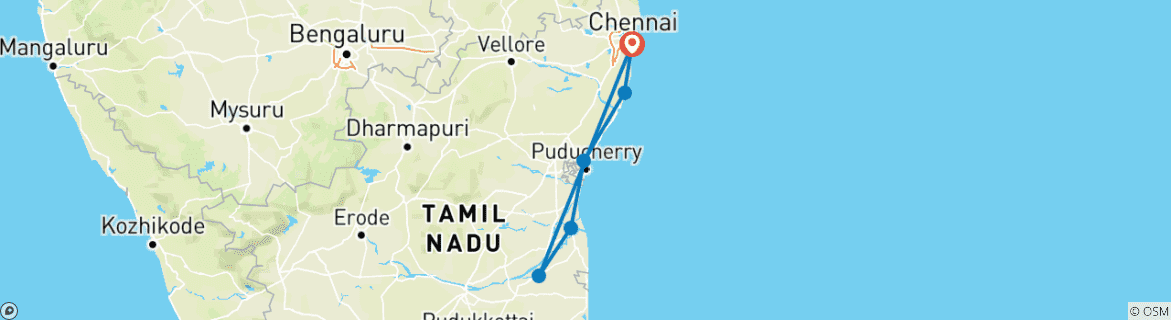 Karte mit der Reiseroute