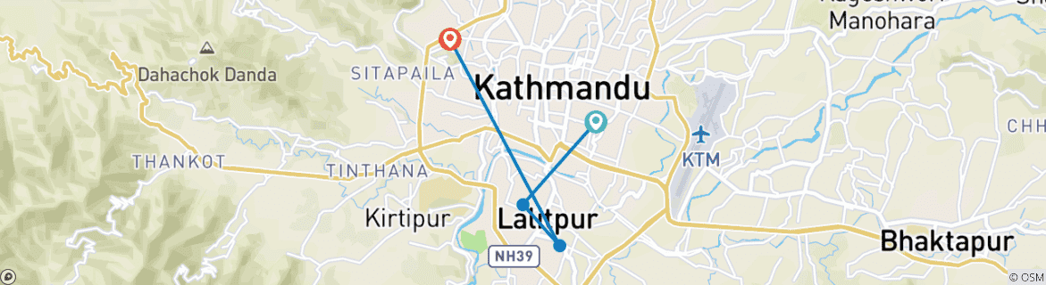 Image d'une carte montrant l'itinéraire du circuit