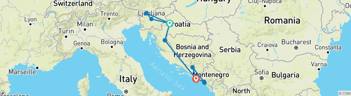 Mapa de Ruta de las Riquezas de Dalmacia (Bled & 3 noches Dubrovnik) Excursión en grupo reducido