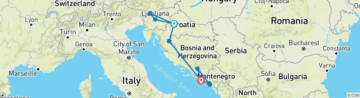 Mapa de Ruta de las Riquezas de Dalmacia (Bled & 3 noches Dubrovnik) Excursión en grupo reducido