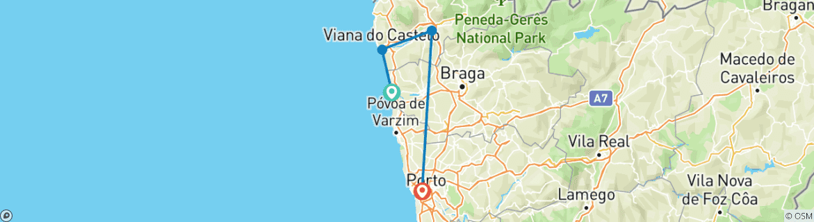 Image d'une carte montrant l'itinéraire du circuit