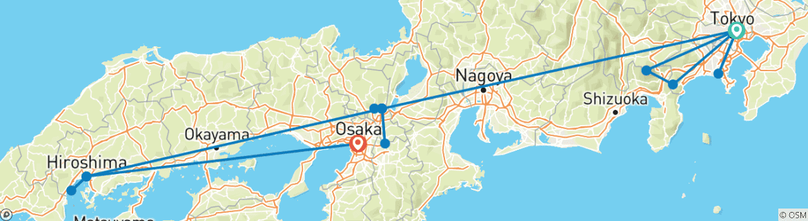 Karte mit der Reiseroute