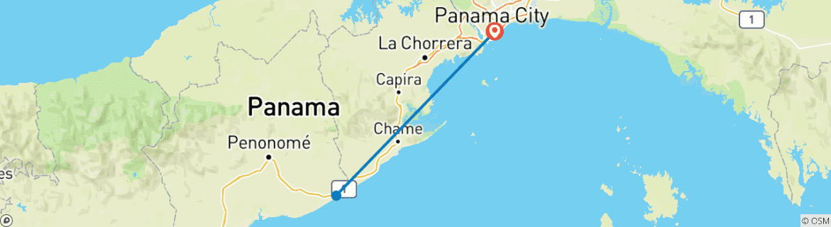 Mapa de Panama FlexTour - base fija, extras seleccionables (incl. vuelo)