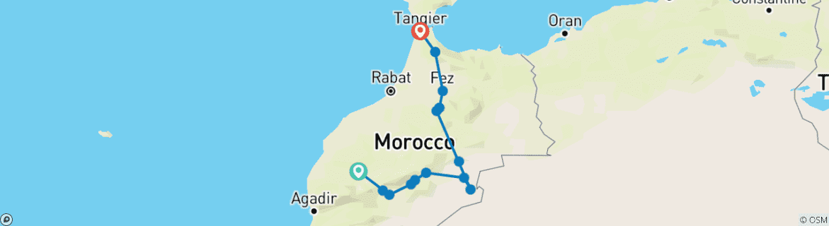 Image d'une carte montrant l'itinéraire du circuit