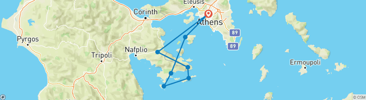 Image d'une carte montrant l'itinéraire du circuit